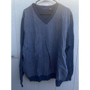 Alan Flusser Pullover V-Neck Sweater XXL  Cotton blend  Blue NWT